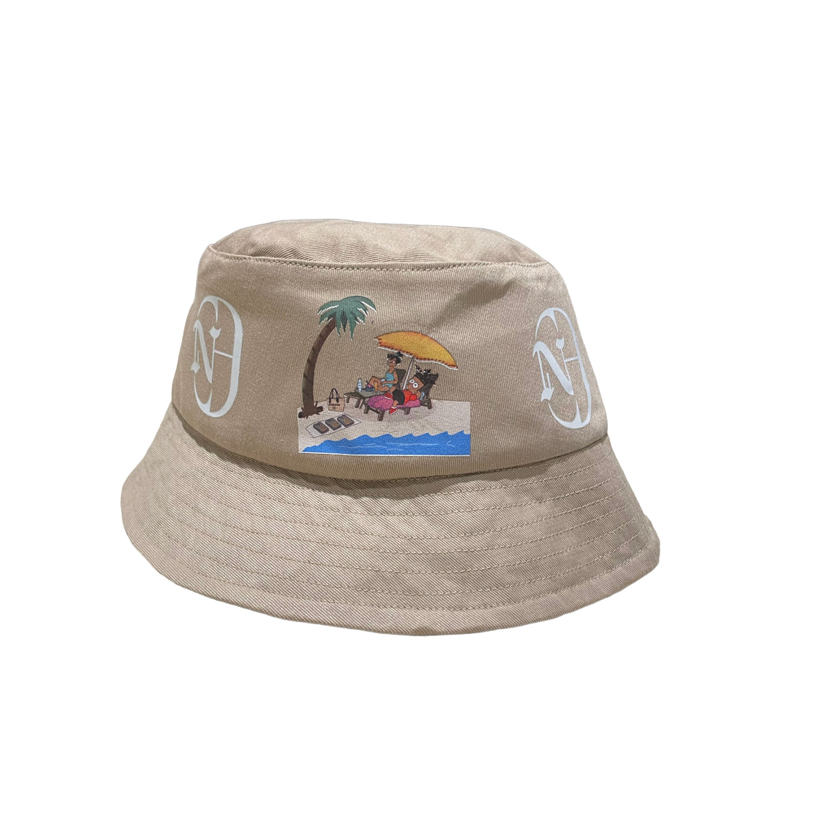 beige bucket hat set